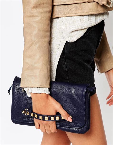 navy clutch bag with handle